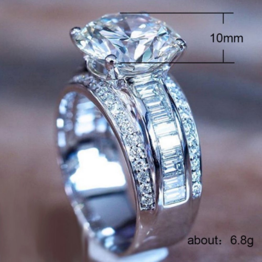 Luxury 925 Silver Wedding Engagement Sapphire Ring - Picture 6 of 6